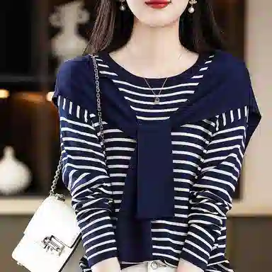 【dme】 假两件圆领长袖针织衫 女款