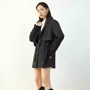 美洋 黑绿豆西装两件套 短西服马甲连衣裙