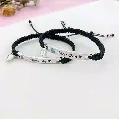 恋朵 情侣款手链一对价 潮流手工编织情侣手环英文手链 磁铁相吸手链