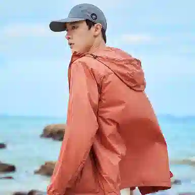 探路者 纯色字母图案印花休闲连帽防晒服 男款