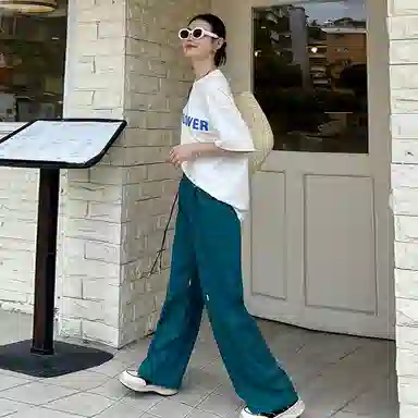 美洋 抽绳高腰直筒休闲裤 女款