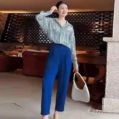 美洋 高腰松紧哈伦九分休闲裤 女款