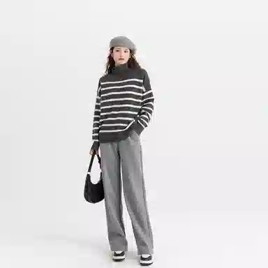 小镇姗姗 纯色高腰加绒针织休闲裤 女款