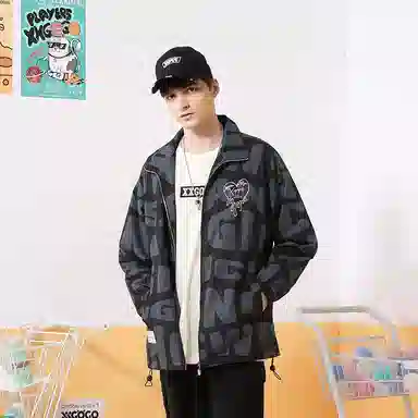 XXGOGO Letter Print Heart Jacket