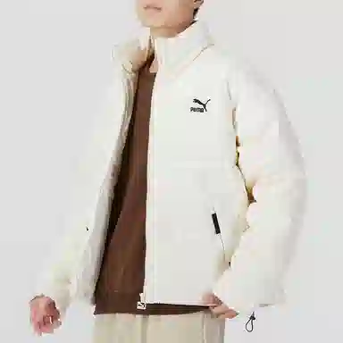 PUMA Logo Print Down Jacket White