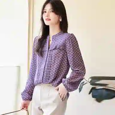 【dme】 元素图案满印单排扣长袖衬衫 女款 蔷薇紫