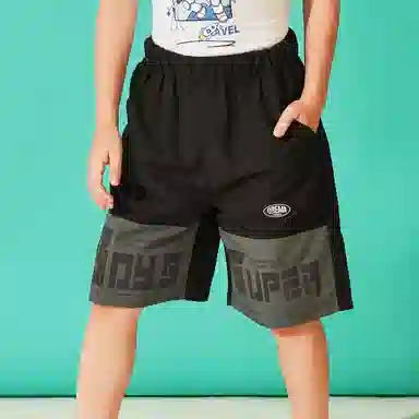 十月妈咪 童装 字母印花松紧腰儿童短裤 男童