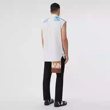 Burberry Slogan Print Cotton Scarf Deep Mocha