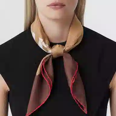 Burberry Slogan Print Cotton Scarf Deep Mocha