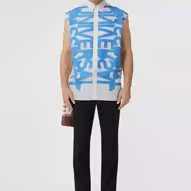 Burberry Slogan Print Cotton Scarf Deep Mocha