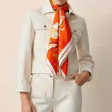 Hermes Space Derby 90cm Scarf Orange