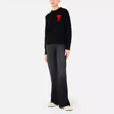 AMIPARIS FW21 Love Heart Logo Knit Sweater Black