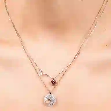 Swarovski Heart Necklace Set Red