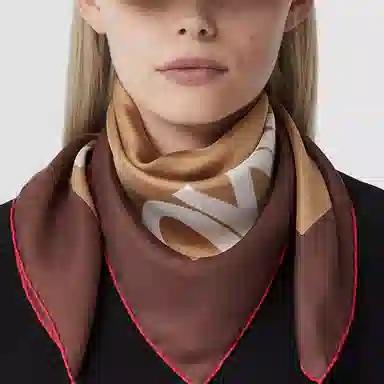 Burberry Slogan Print Cotton Scarf Deep Mocha