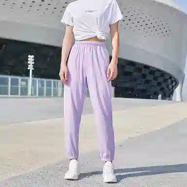 鸿星尔克 纯色休闲运动裤 女款 空气紫