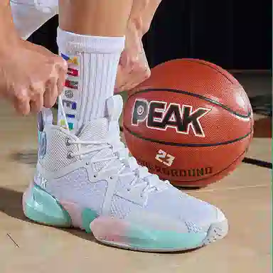 匹克 强化侧向支撑 精准抓地稳定性 防滑耐磨 中帮 篮球鞋 大白