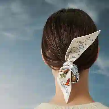 Hermes My Cloudscape Twill Silk Scarf White