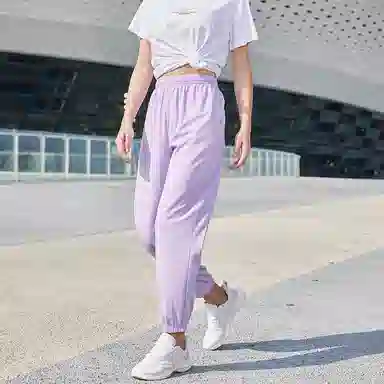 鸿星尔克 纯色休闲运动裤 女款 空气紫