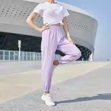 鸿星尔克 纯色休闲运动裤 女款 空气紫