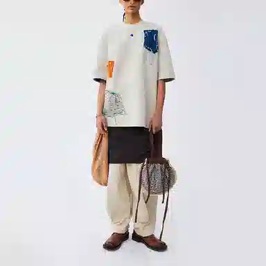ADER ERROR Ivory Patch Design T-Shirt