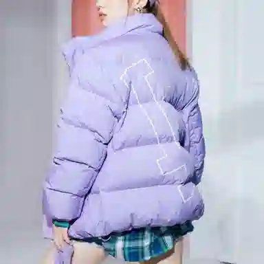 MLB Logo Puffer Jacket Light Purple