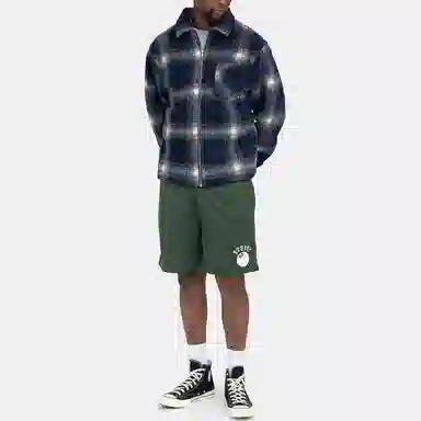 Stussy Shadow Plaid Sherpa Zip Shirt
