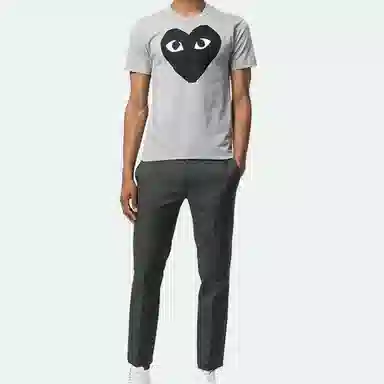 CDG Play Black Heart Print T-Shirt Grey