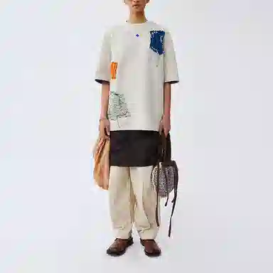 ADER ERROR Ivory Patch Design T-Shirt
