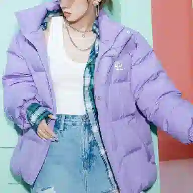 MLB Logo Puffer Jacket Light Purple