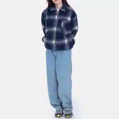 Stussy Shadow Plaid Sherpa Zip Shirt