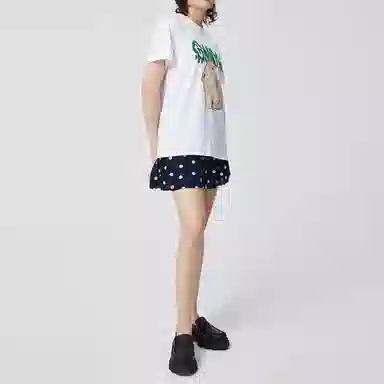 GANNI Bunny Print Crew Neck T-Shirt White