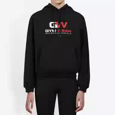Balenciaga Letter Embroidered Hoodie Black