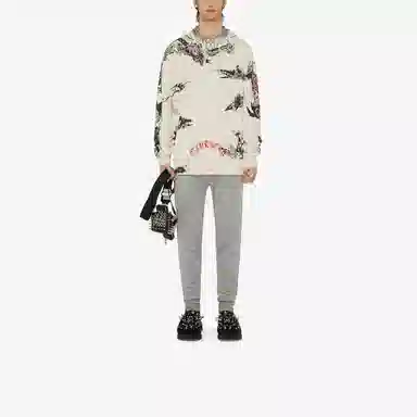 Givenchy SS21 Oversized Gothic Logo Hoodie Gray