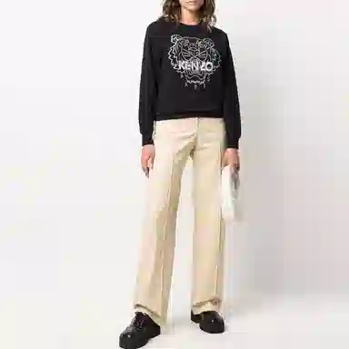 KENZO Tiger Embroidered Crewneck Sweatshirt Black