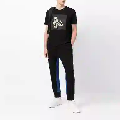 Armani Exchange FW21 Striped Logo Joggers Black