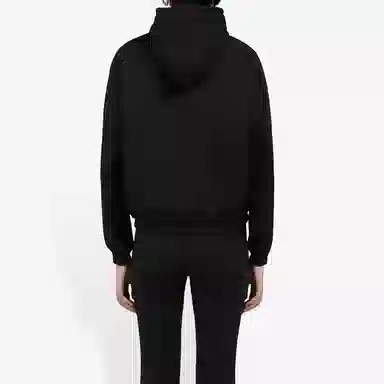 Balenciaga Letter Embroidered Hoodie Black