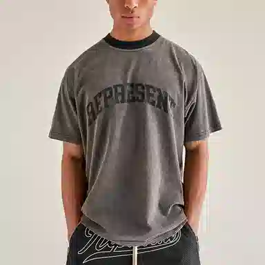 REPRESENT Logo Print T-Shirt Washed Grey