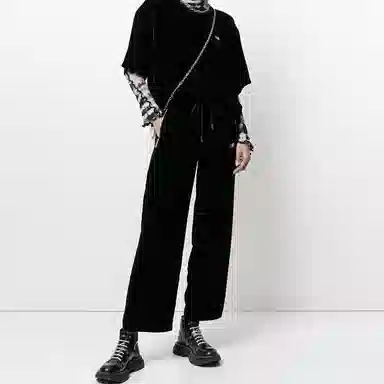 TEAM WANG Velvet T-Shirt Black