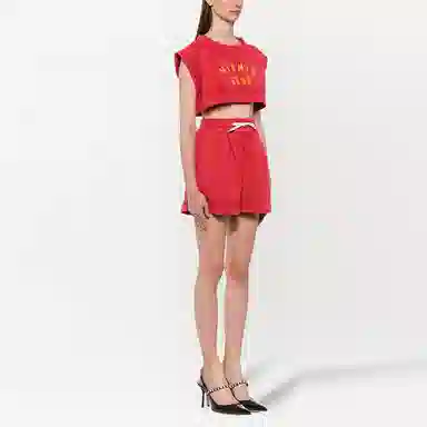 Miu Miu SS21 Red Sleeveless Crop Top