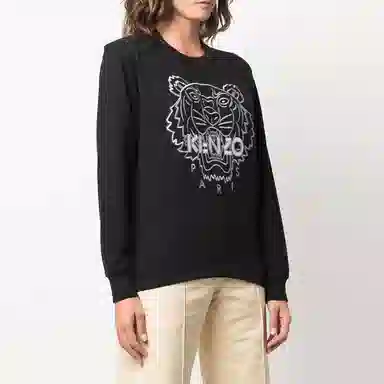 KENZO Tiger Embroidered Crewneck Sweatshirt Black