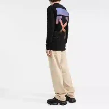 OFF-WHITE FW21 Logo Crewneck Long Sleeve Tee Black