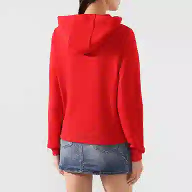 Burberry Letter Print Zip Hoodie Red