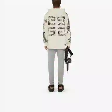 Givenchy SS21 Oversized Gothic Logo Hoodie Gray