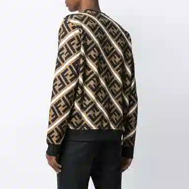 Fendi Letter Print Crewneck Sweatshirt Brown