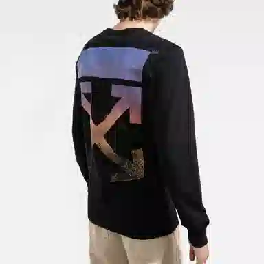 OFF-WHITE FW21 Logo Crewneck Long Sleeve Tee Black