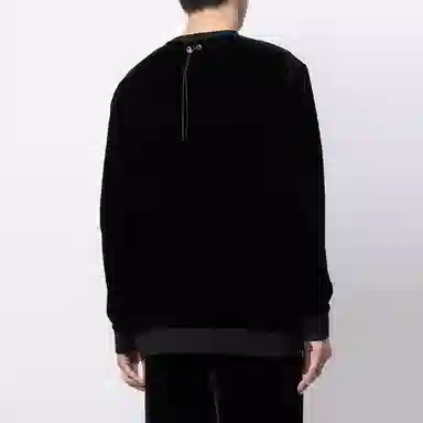 TEAM WANG Logo Velvet Sweatshirt Black