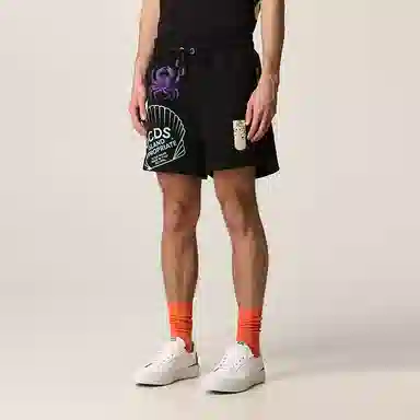 GCDS Logo Print Shorts Black