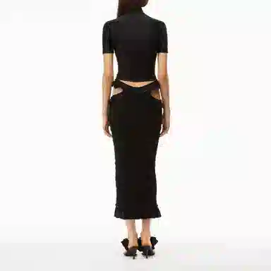 Alexander Wang SS22 Pleated Mock Neck Tee Black