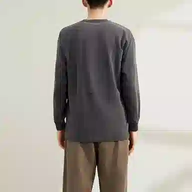 中国李宁 运动时尚系列 宽松针织运动圆领卫衣 男款 牛仔灰