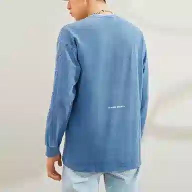 中国李宁 运动时尚系列 宽松针织运动圆领卫衣 男款 牛仔蓝